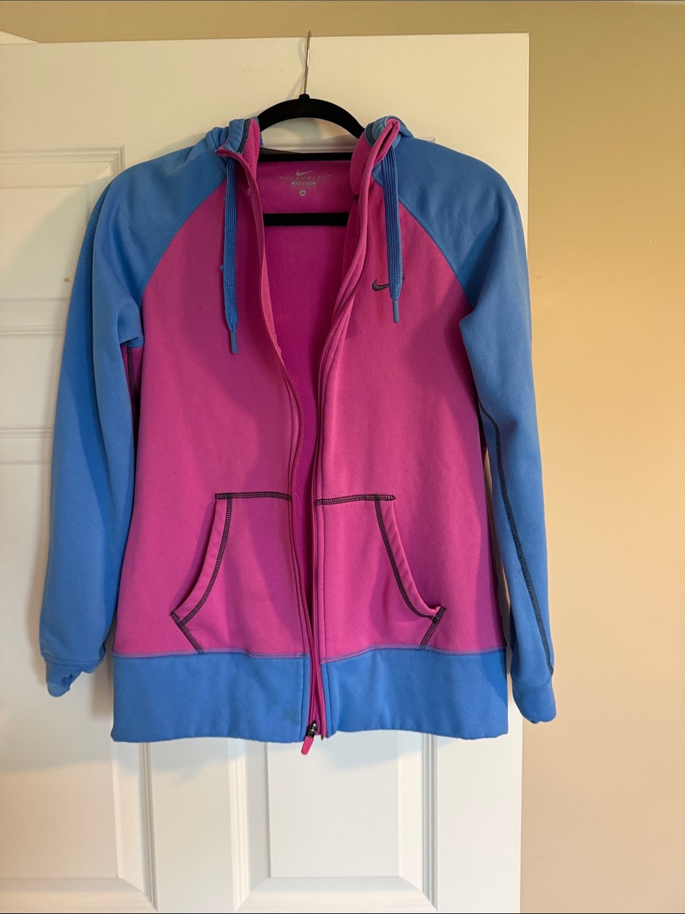 Nike Women’s Pink and Blue Zip-Up Hoodie